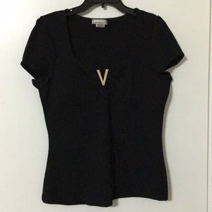 Black Blouse With Gold Detail